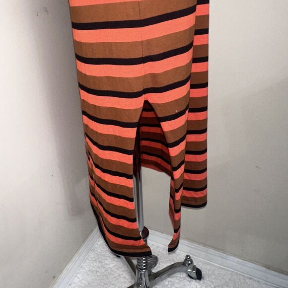 ASOS Knit Dress Stretch Orange Striped Mock Turtle Size  XS - Picture 5 of 9